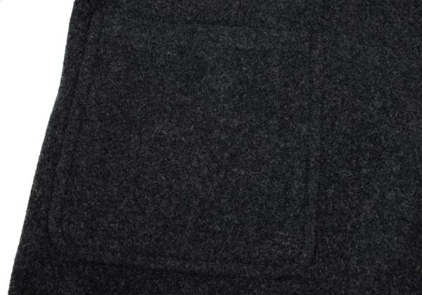 GANRYU Felt Wool Collarless Coat Gray Size S