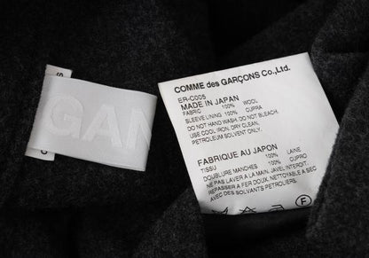 GANRYU Felt Wool Collarless Coat Gray Size S