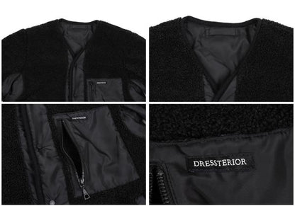DRESSTERIOR Reversible Padded Fleece Sweater Black Size M