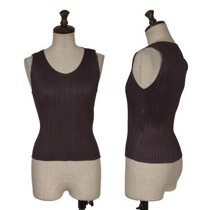 PLEATS PLEASE Polyester Dot Print Pleated Top Brown Size 3