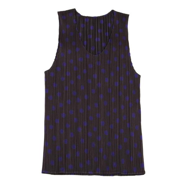 PLEATS PLEASE Polyester Dot Print Pleated Top Brown Size 3