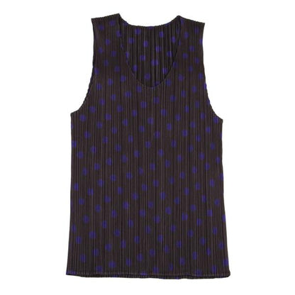 PLEATS PLEASE Polyester Dot Print Pleated Top Brown Size 3