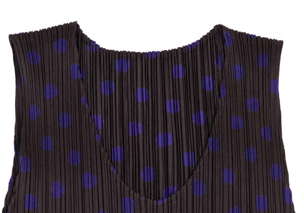 PLEATS PLEASE Polyester Dot Print Pleated Top Brown Size 3