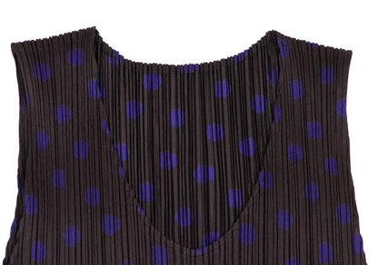 PLEATS PLEASE Polyester Dot Print Pleated Top Brown Size 3