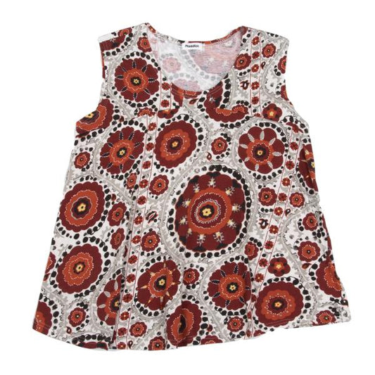 Plantation Cotton Floral Print Round Hem Top White Size M