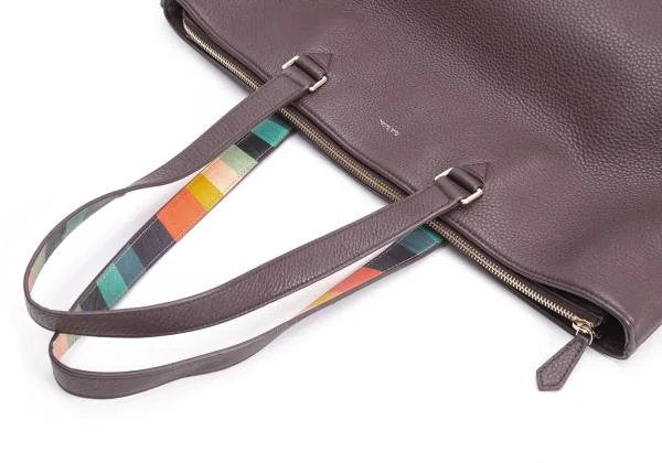Paul Smith Striped Panel Dark Brown Tote