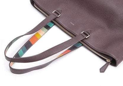 Paul Smith Striped Panel Dark Brown Tote
