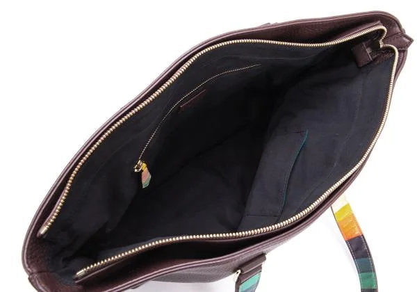 Paul Smith Striped Panel Dark Brown Tote