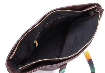 Paul Smith Striped Panel Dark Brown Tote