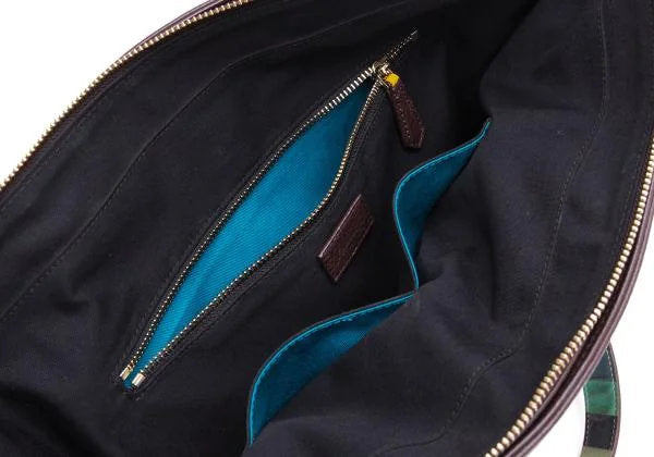 Paul Smith Striped Panel Dark Brown Tote