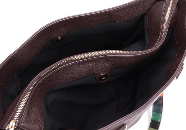 Paul Smith Striped Panel Dark Brown Tote