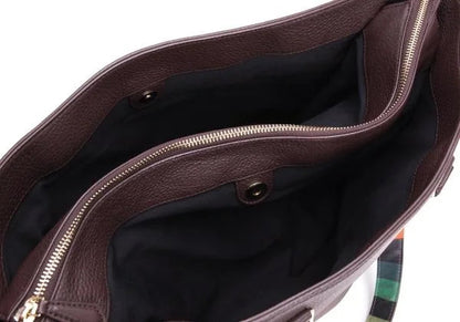 Paul Smith Striped Panel Dark Brown Tote