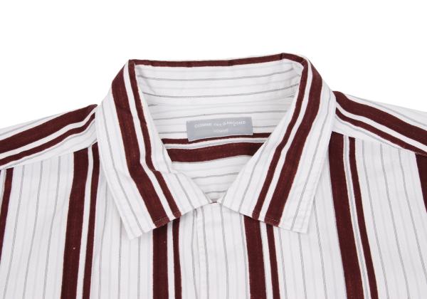 COMME des GARCONS HOMME Flock Stripe Short Shirt Pink Size M