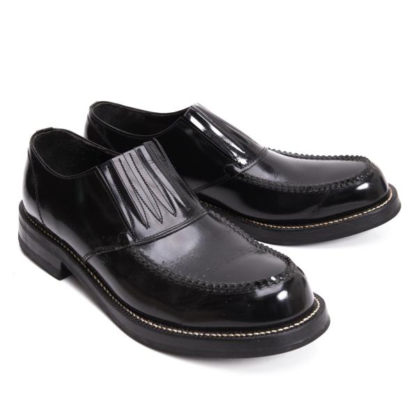 COMME des GARCONS HOMME Black Leather Slip-Ons Size 25.5cm