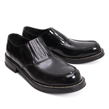 COMME des GARCONS HOMME Black Leather Slip-Ons Size 25.5cm