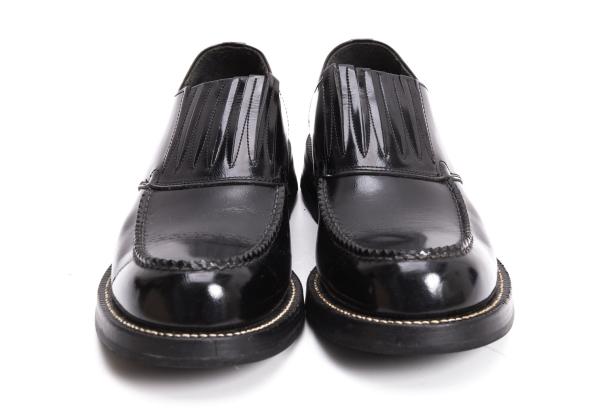 COMME des GARCONS HOMME Black Leather Slip-Ons Size 25.5cm