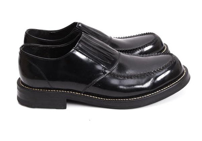 COMME des GARCONS HOMME Black Leather Slip-Ons Size 25.5cm
