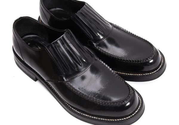 COMME des GARCONS HOMME Black Leather Slip-Ons Size 25.5cm