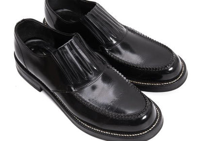 COMME des GARCONS HOMME Black Leather Slip-Ons Size 25.5cm
