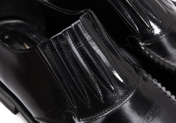 COMME des GARCONS HOMME Black Leather Slip-Ons Size 25.5cm