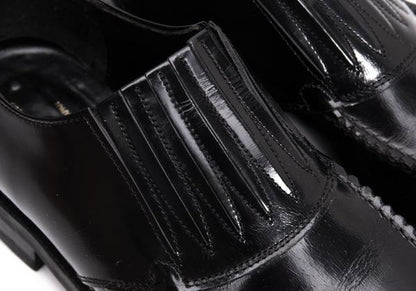 COMME des GARCONS HOMME Black Leather Slip-Ons Size 25.5cm