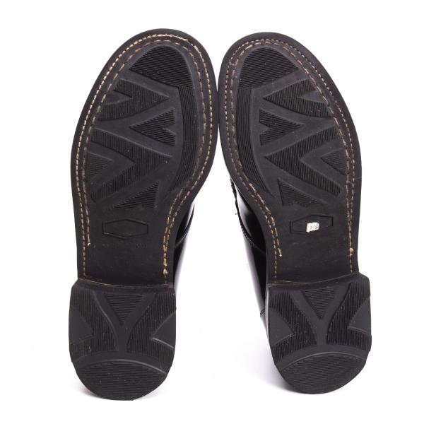 COMME des GARCONS HOMME Black Leather Slip-Ons Size 25.5cm
