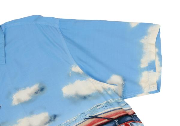 Papas Rayon Surf Print Aloha Shirt Light Blue Size M