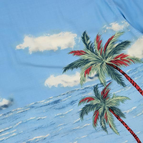 Papas Rayon Surf Print Aloha Shirt Light Blue Size M