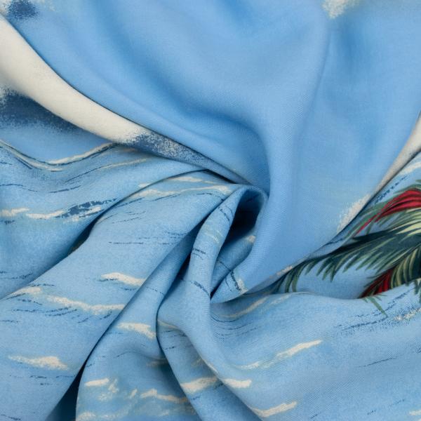 Papas Rayon Surf Print Aloha Shirt Light Blue Size M