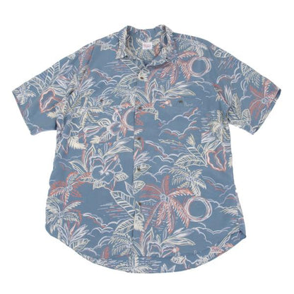 Papas Blue Multi Drawing Print Aloha Shirt Size M