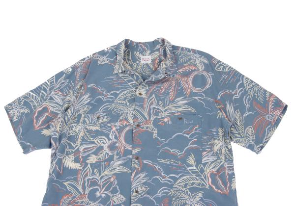 Papas Blue Multi Drawing Print Aloha Shirt Size M