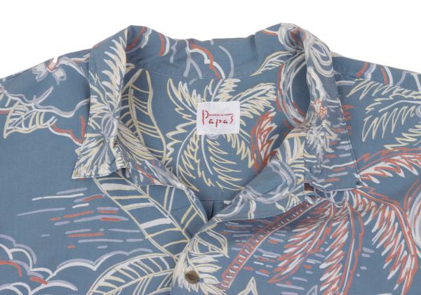 Papas Blue Multi Drawing Print Aloha Shirt Size M