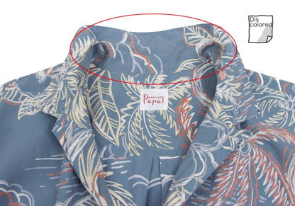 Papas Blue Multi Drawing Print Aloha Shirt Size M