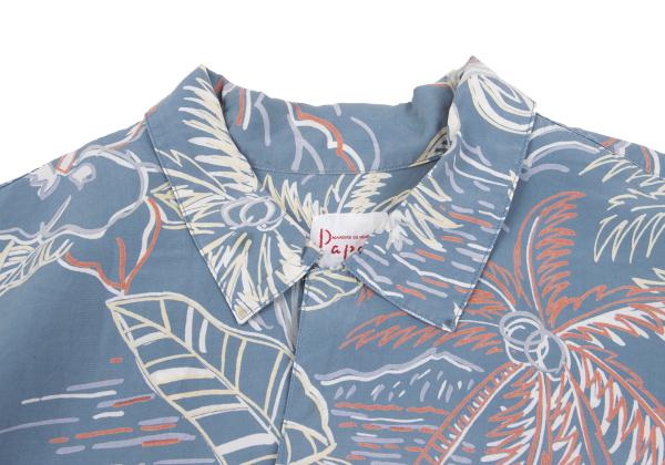 Papas Blue Multi Drawing Print Aloha Shirt Size M