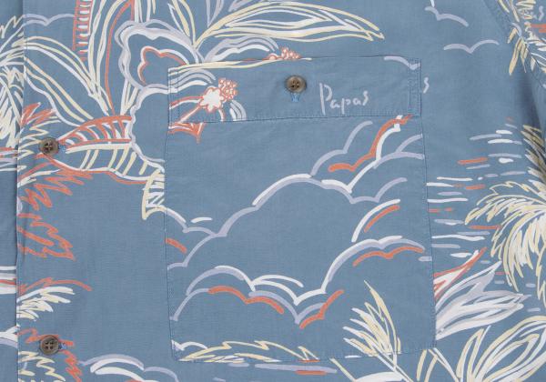 Papas Blue Multi Drawing Print Aloha Shirt Size M