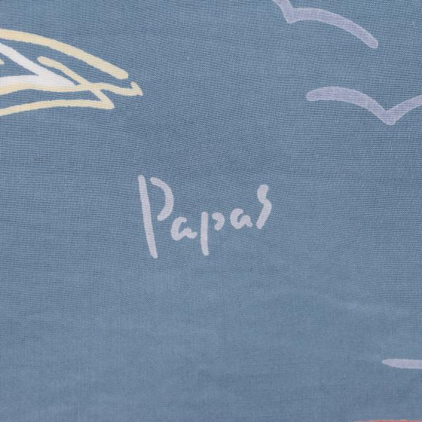 Papas Blue Multi Drawing Print Aloha Shirt Size M