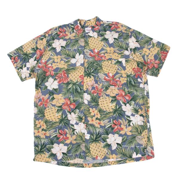 Papas Rayon Tropical Print Shirt Blue Multi Size L