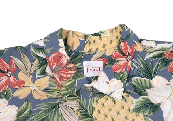 Papas Rayon Tropical Print Shirt Blue Multi Size L