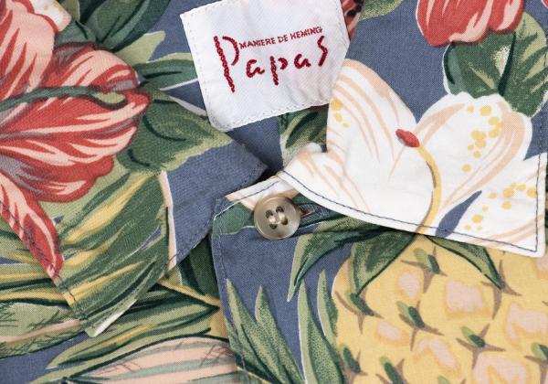 Papas Rayon Tropical Print Shirt Blue Multi Size L