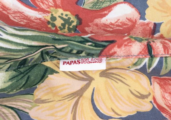 Papas Rayon Tropical Print Shirt Blue Multi Size L