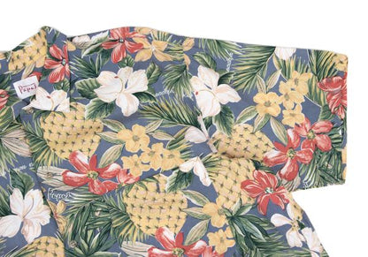 Papas Rayon Tropical Print Shirt Blue Multi Size L