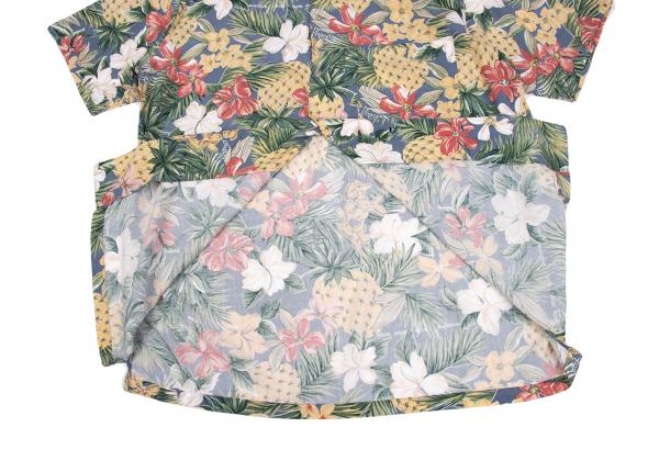 Papas Rayon Tropical Print Shirt Blue Multi Size L