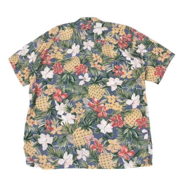 Papas Rayon Tropical Print Shirt Blue Multi Size L