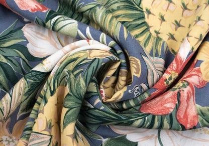 Papas Rayon Tropical Print Shirt Blue Multi Size L