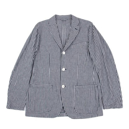 Papas Linen Cotton Gingham Check 3B Jacket Navy Size M