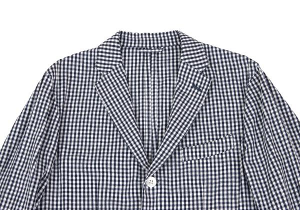 Papas Linen Cotton Gingham Check 3B Jacket Navy Size M