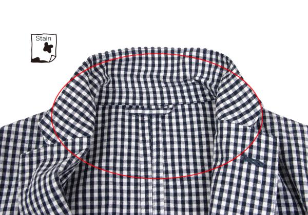 Papas Linen Cotton Gingham Check 3B Jacket Navy Size M