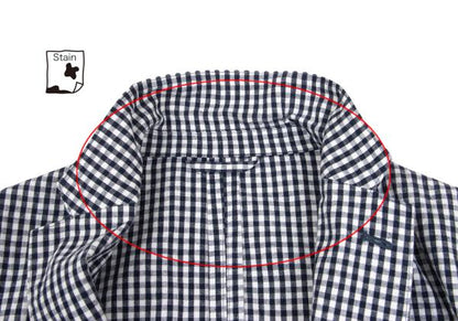 Papas Linen Cotton Gingham Check 3B Jacket Navy Size M