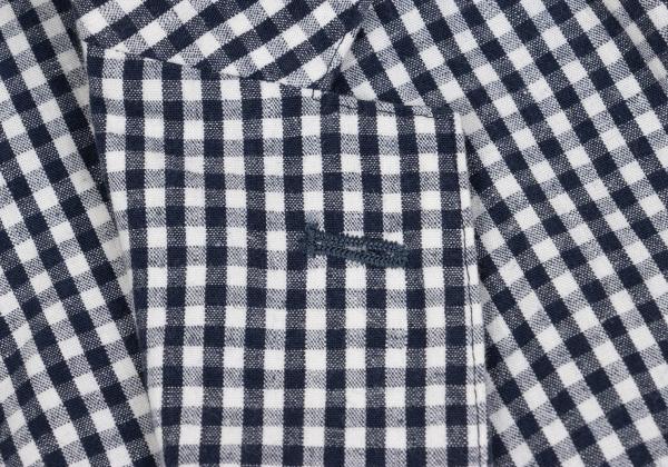 Papas Linen Cotton Gingham Check 3B Jacket Navy Size M