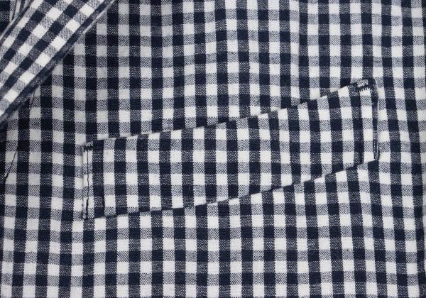 Papas Linen Cotton Gingham Check 3B Jacket Navy Size M
